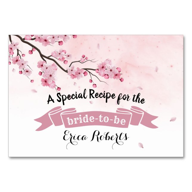 Recipe Card | Watercolor Pink Floral Bridal Shower (Front)