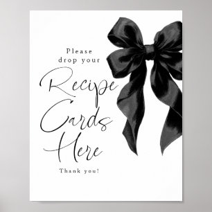 Recipe Cards Black Bow Bridal Shower Sign
