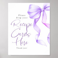 Recipe Cards Purple Bow Bridal Shower Sign