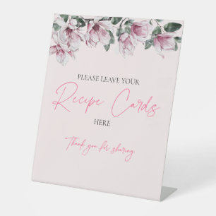 Recipe Cards Sign   Pink Floral Bridal Shower