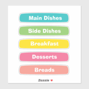 Recipe Category Stickers – Binder Tabs