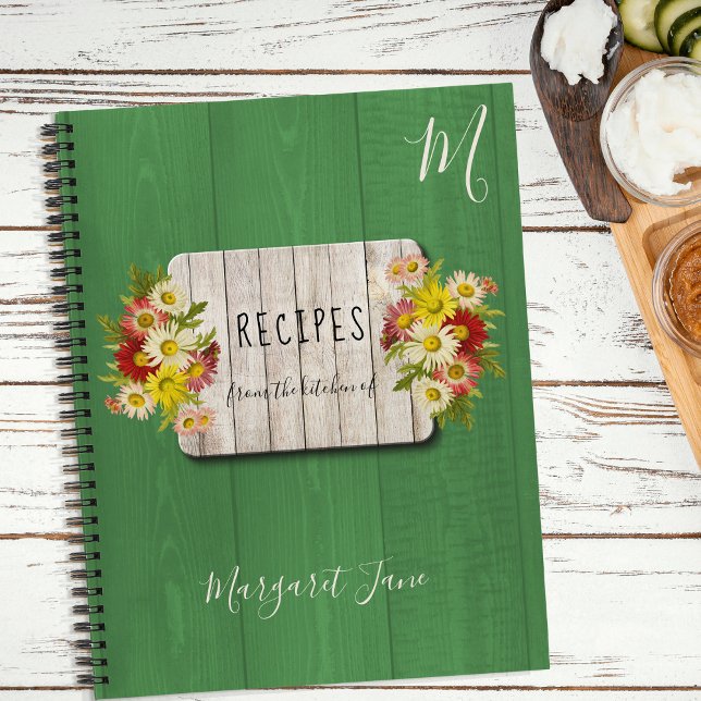 Recipe cookbook chef monogrammed rustic kitchen notebook (Creator Uploaded)