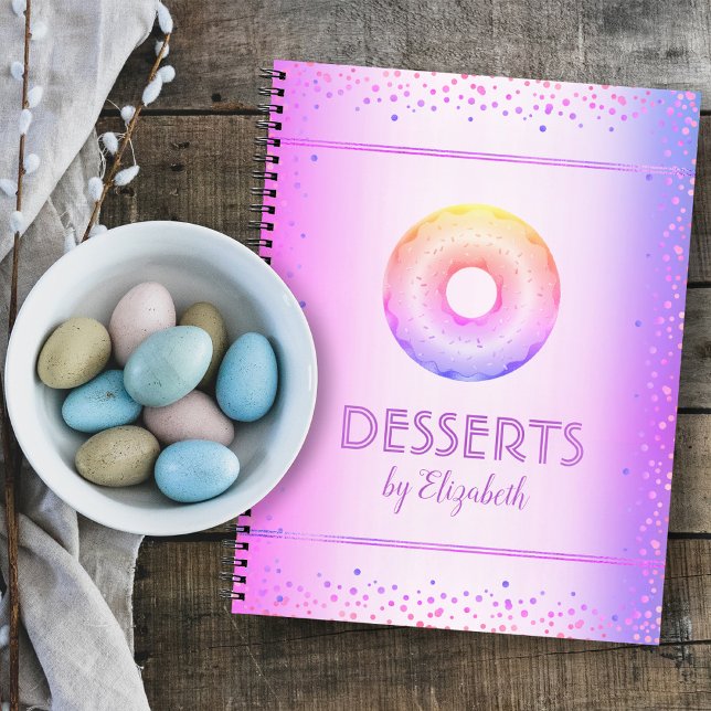Recipe cookbook purple rainbow glitter doughnut notebook (Creator Uploaded)