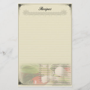 Recipe Custom Stationery