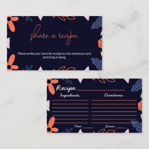 Recipe Dark Orange Floral Bridal Shower Enclosure Card