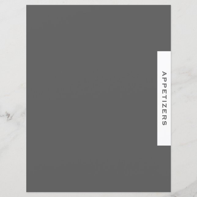 Recipe Divider | Appetizers | Simple Grey & White (Front)