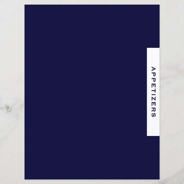 Recipe Divider | Appetizers | Simple Navy & White (Front)
