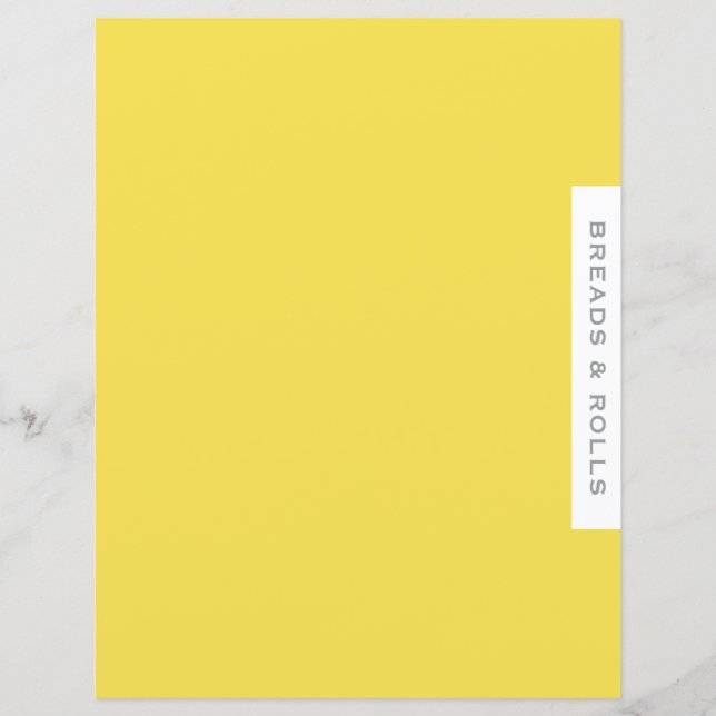 Recipe Divider | Breads & Rolls | Simple Yellow (Front)