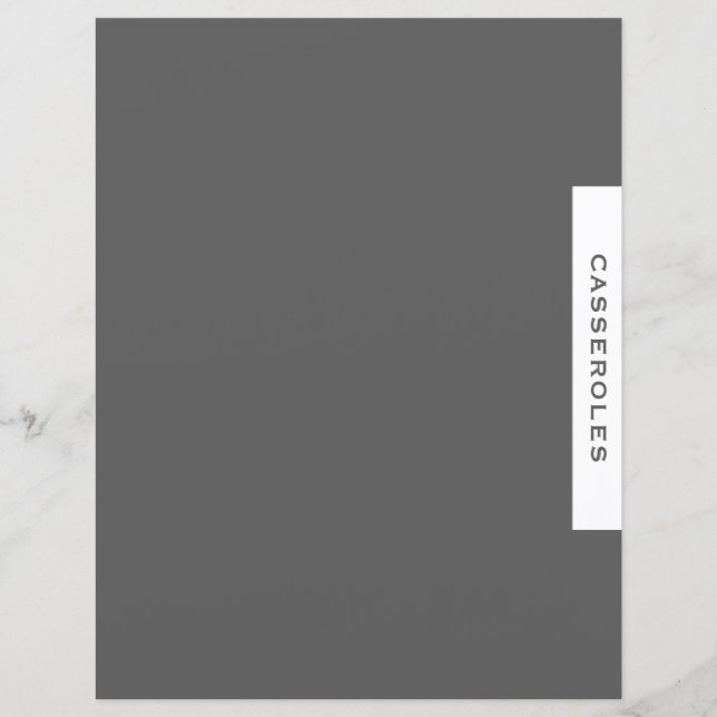 Recipe Divider | Casseroles | Grey & White (Front)