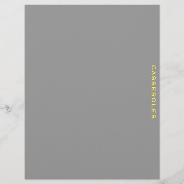 Recipe Divider | Casseroles | Grey & Yellow (Front)