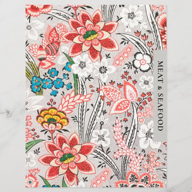 Recipe Divider | Meat & Seafood | Elegant Floral (Front)