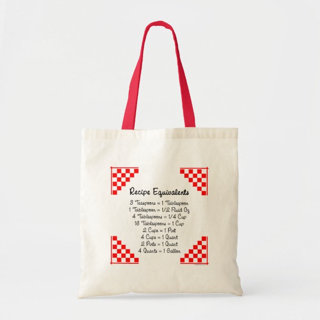 Recipe Equivalents Kitchen Helper Tote Bag (Front)