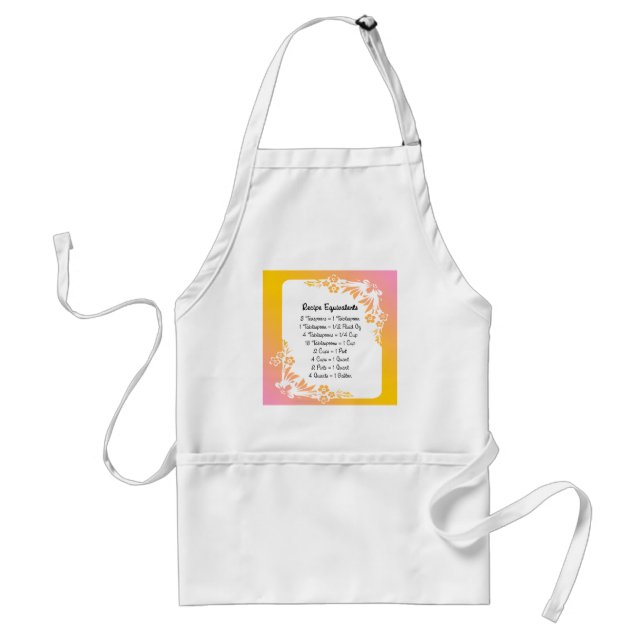 Recipe Equivalents Pastel Floral Standard Apron (Front)