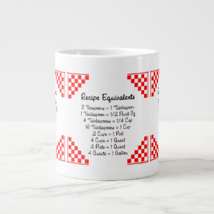 Recipe Equivalents Red Checks Large Coffee Mug