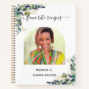 Recipe eucalyptus greenery gold photo elegant notebook