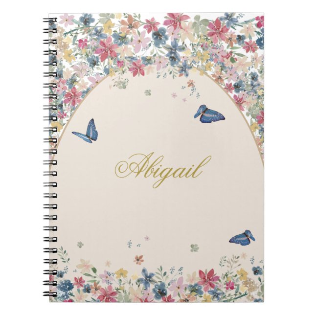 Recipe Field Flowers Butterfly Elegant  Notebook (Front)