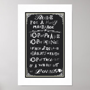 Recipe for a Happy Marriage Ideal Wedding Gift Poster