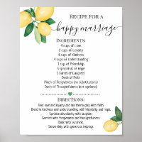 Recipe for a Happy Marriage Lemons Shower gift