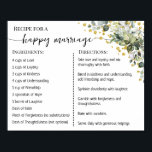 Recipe for a Happy Marriage Newlyweds Eucalyptus Poster<br><div class="desc">Click on "Edit design" to personalise or modify the layout (change wording,  font colour,  font style).
** Please see the full collection for matching invitation,  bridal shower games,  tags and sign available**</div>