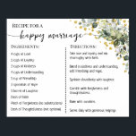 Recipe for a Happy Marriage Newlyweds Eucalyptus Poster<br><div class="desc">Click on "Edit design" to personalise or modify the layout (change wording,  font colour,  font style).
** Please see the full collection for matching invitation,  bridal shower games,  tags and sign available**</div>