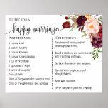 Recipe for a happy marriage newlyweds marsala poster<br><div class="desc">Click on "Edit design" to personalize or modify the layout (change wording,  font color,  font style).
** Please see the full collection for matching invitation,  bridal shower games,  tags and sign available**</div>