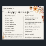 Recipe for a Happy Marriage Newlyweds Wildflowers Poster<br><div class="desc">Click on "Edit design" to personalise or modify the layout (change wording,  font colour,  font style).
** Please see the full collection for matching invitation,  bridal shower games,  tags and sign available**</div>