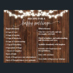 Recipe for a Happy Marriage Sign Western Wedding<br><div class="desc">Click on "Edit design" to personalise or modify the layout (font colour,  font style,  move or remove elements  *Happy Marriage words are not editable but colour can be changed),   ** Please see the full collection for matching designs available**</div>