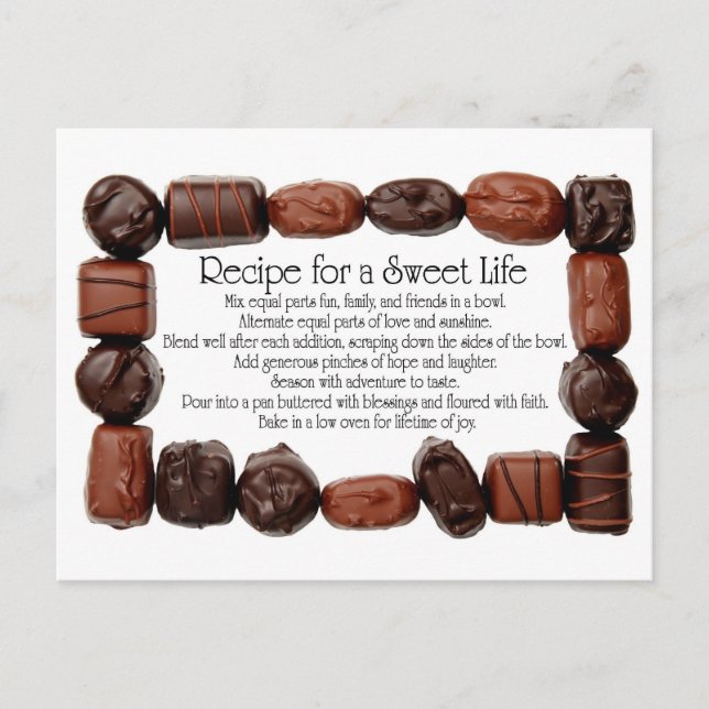 Recipe for a Sweet Life Candy Frame Postcard (Front)