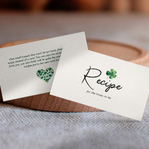  Recipe For Bride Green Shamrock Bridal Shower Enclosure Card