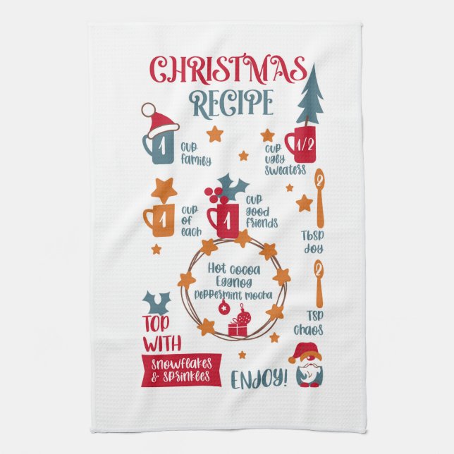 Recipe for Christmas  Tea Towel (Vertical)