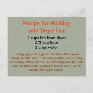 Recipe for Dryer Lint Sculpting on a Postcard