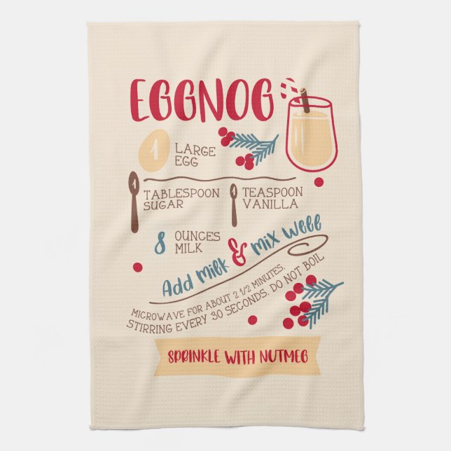 Recipe for eggnog  tea towel (Vertical)