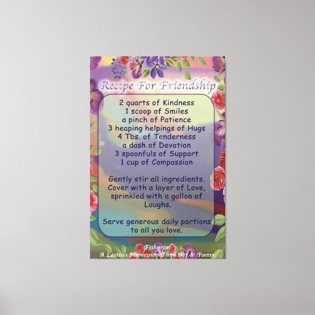 Recipe for Friendship Canvas Print (Front)