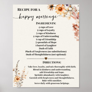 Recipe for Happy Marriage Autumn Wildflowers Poster