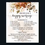 Recipe for Happy Marriage Fall Wedding Gift Poster<br><div class="desc">Click on "Edit design" to personalise or modify the layout (change wording,  font colour,  font style).
** Please see the full collection for matching invitation,  bridal shower games,  tags and sign available**</div>