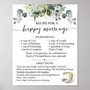Recipe for Happy Marriage Matcha Wedding Gift Poster