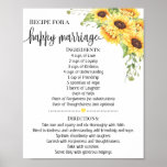 Recipe for happy marriage shower gift sunflower poster<br><div class="desc">Click on "Edit design" to personalise or modify the layout (change wording,  font colour,  font style).
** Please see the full collection for matching invitation,  bridal shower games,  tags and sign available**</div>