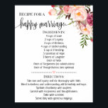 Recipe for happy marriage wedding shower gift pink poster<br><div class="desc">Click on "Edit design" to personalise or modify the layout (change wording,  font colour,  font style).
** Please see the full collection for matching invitation,  bridal shower games,  tags and sign available**</div>