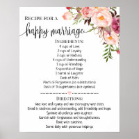 Recipe for happy marriage wedding shower gift pink