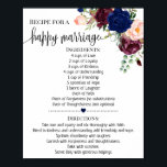 Recipe for happy marriage wedding shower navy gift poster<br><div class="desc">Click on "Edit design" to personalise or modify the layout (change wording,  font colour,  font style).
** Please see the full collection for matching invitation,  bridal shower games,  tags and sign available**</div>