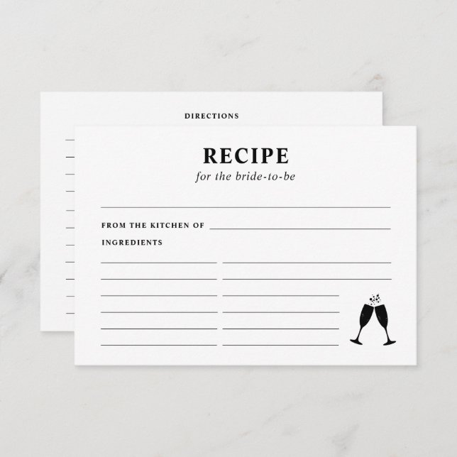 Recipe for the Bride Bridal Shower Enclosure Card (Front/Back)