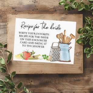 Recipe for the bride Bridal Shower Watercolor Enclosure Card