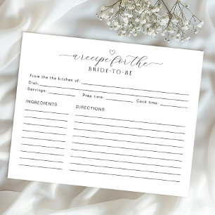 Recipe for the Bride Card   Minimal Bridal Shower 