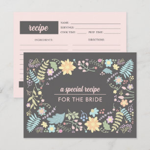 Recipe for the Bride. Modern Floral Wedding Card