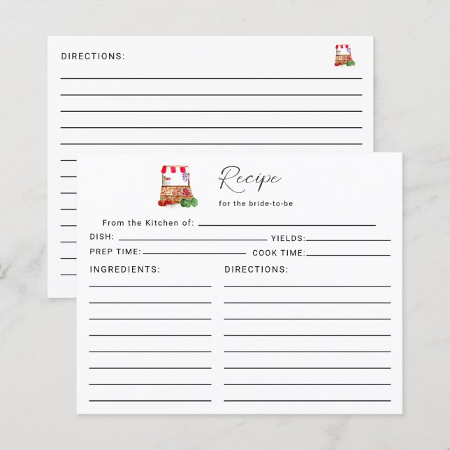 Recipe for the Bride Off The Market Bridal Shower (Front/Back)