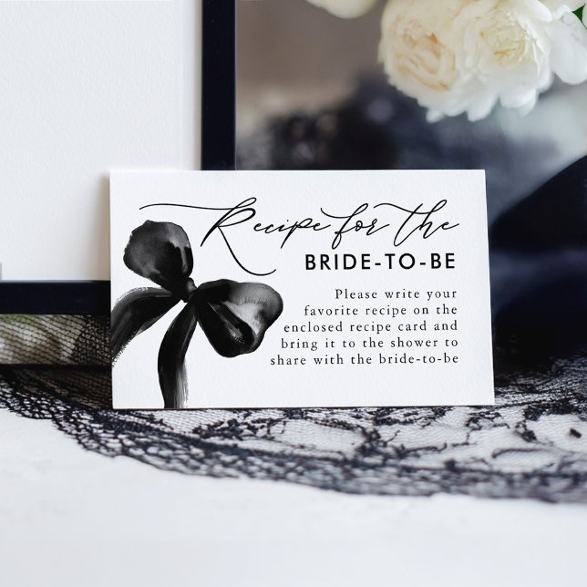 Recipe for the bride-to-be Black Bow Request  Enclosure Card (Black Bow Recipe For The Bride-To-Be Request Enclosure Cards)