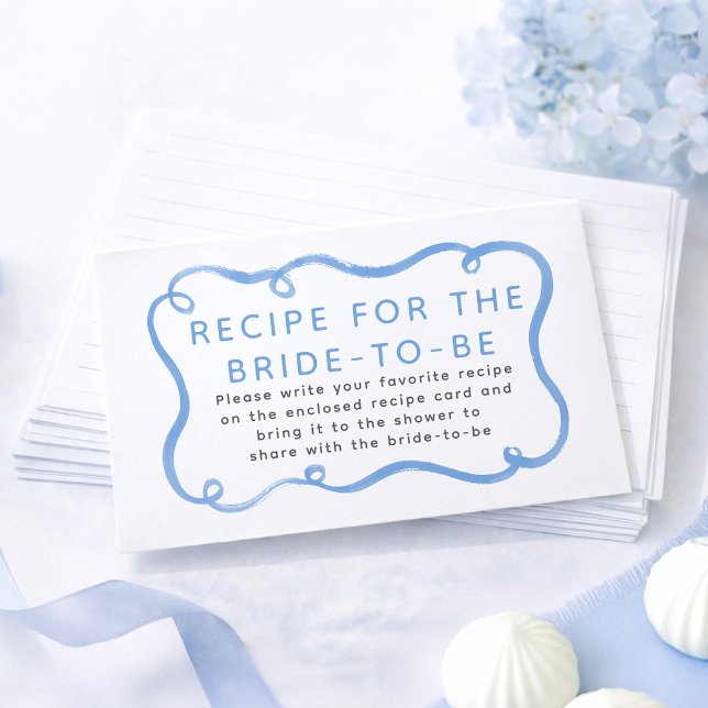 Recipe for the bride-to-be Blue Ribbon Request  Enclosure Card (Dusty Blue Recipe For The Bride To Be Enclosure Card)
