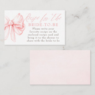 Recipe for the bride-to-be Chic Bow Request Enclosure Card