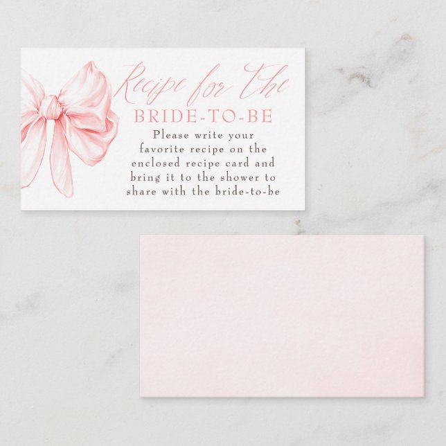 Recipe for the bride-to-be Chic Bow Request  Enclosure Card (Front/Back)