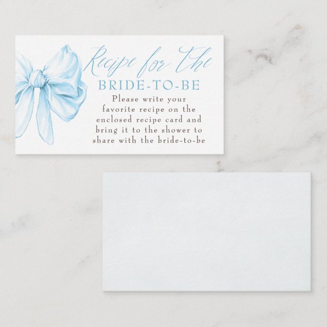 Recipe for the bride-to-be Chic Bow Request  Enclosure Card (Front/Back)